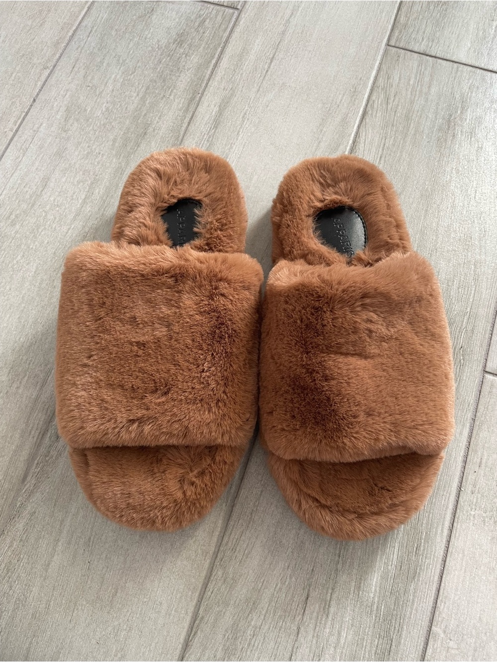 Apparis Brown Faux Fur Plush Slide Slippers Size 9 EU 40